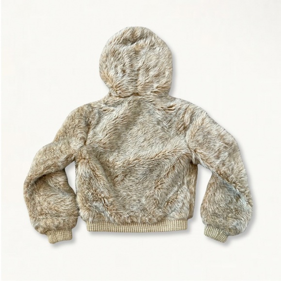 Vintage Cropped Faux Fur Hooded Zip-Up Jacket - Picture 16 of 16